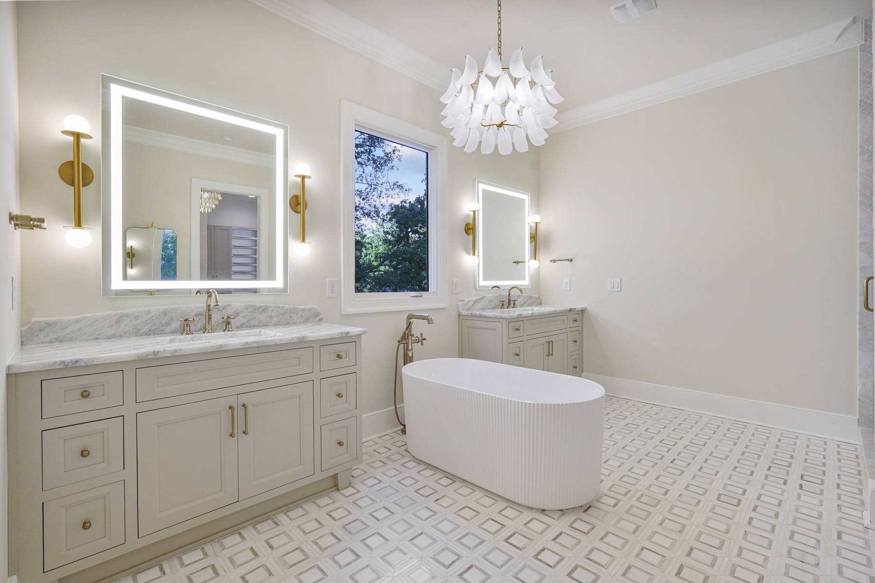 Primary bathroom with a freestanding tub